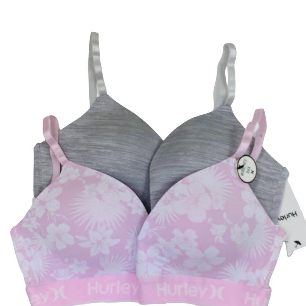 HURLEY 2 PACK WIRE FREE BRA PRINT /SOLID NWT